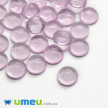 Кабошон стеклянный, 10 мм, Розовый (KAB-050690)