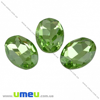 Риволи стеклянный, Овал граненый, 18х13 мм, Салатовый (KAB-009439)