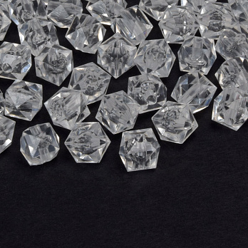 Бусины для сумок ОПТ Акриловые, Куб граненый, 8х7,5 мм, Прозрачные (BUS-059920)