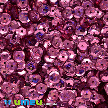 Пайетки Китай круглые граненые, 6,5 мм, Малиновые АВ (PAI-048063)