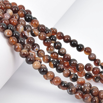 Бусины Агат коричневый, Натур. камень, 6 мм, Круглые, 18 см (BUS-058047)