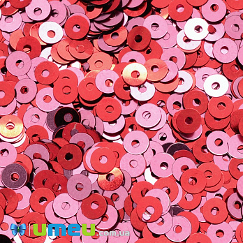 Пайетки Индия круглые плоские, 4 мм, Красно-розовые (PAI-037629)