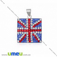 Підвіска з срібла 925 з кристалами Preciosa, Британський Прапор, 20х20 мм (POD-005022)