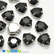 Шатон трілліант К9 12,5х12 мм, Темне срібло, Чорний (KAB-041002)