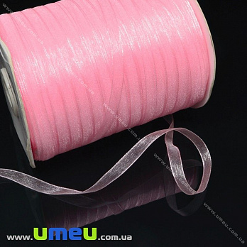 Стрічка з органзи, 6 мм, Рожева світла (LEN-008111)
