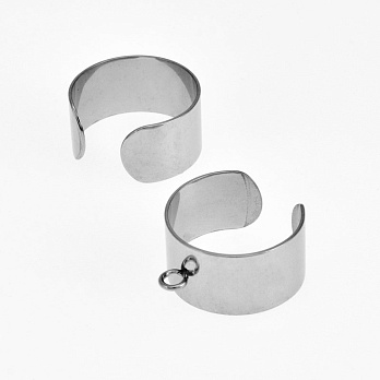 Кільце з нерж. сталі з петлею, 19 мм, Темне срібло (OSN-060524)