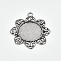 Основа кругла Квітка, 49х44 мм, 25 мм, Античне срібло (OSN-059463)