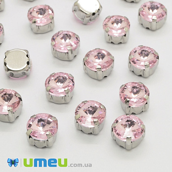 Шатон круглый 14 мм, Темное серебро, Розовый (KAB-052719)
