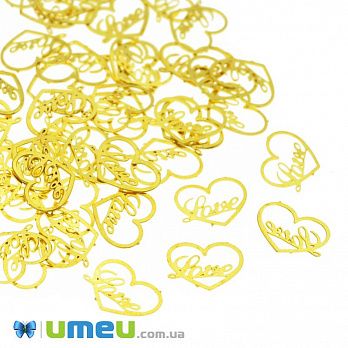 Декоративний елемент Серце, 5х4х0,1 мм, Золото (DIF-047136)
