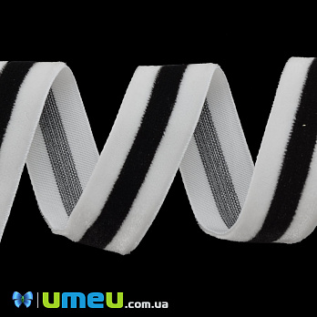 Лента бархатная, 20 мм, Черно-белая (LEN-039442)