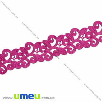 Тесьма тисненая Листики, 20 мм, Малиновая (LEN-019715)