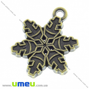 Подвеска метал. Снежинка, 21х17 мм, Античная бронза (POD-000582)
