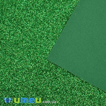 Фоаміран глітерний, 2 мм, Зелений, 20х30 см (FOM-047622)