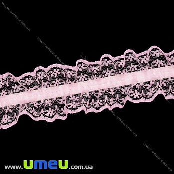 Кружево на резинке, 40 мм, Розовое (LEN-025754)