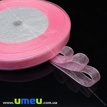 Лента из органзы, 10 мм, Розовая (LEN-000379)