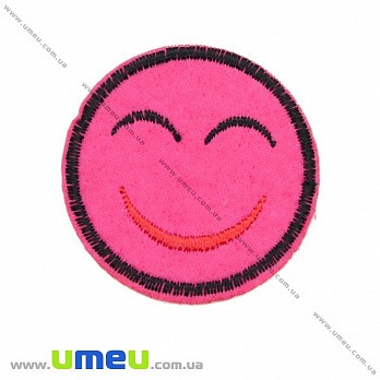 Термоаппликация Смайлик, 4,5 см, Малиновая (APL-017466)
