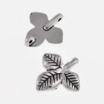 Коннектор металлический Листик, 22,5х21 мм, Темное серебро (KON-055459)