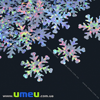 Паєтки Китай Сніжинки, 20 мм, Сріблясті АВ (PAI-013176)