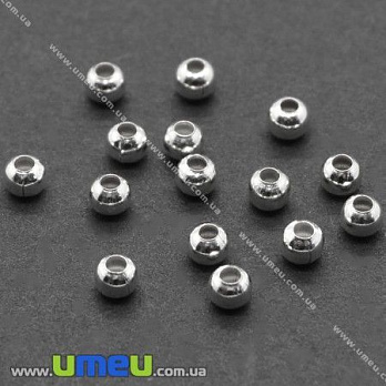 Бусина мет. круглая, 3,2 мм, Темное серебро (BUS-025069)