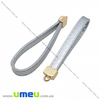 Основа для брелка, Кожзам, 10 см, Серебристая (OSN-036430)