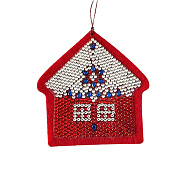 Набір алмазного живопису (наклейка) 10х10 см, Новорічна іграшка Будиночок (SXM-061131)