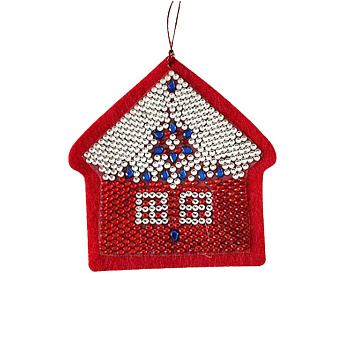 Набор алмазной живописи (наклейка) 10х10 см, Новогодняя игрушка Домик (SXM-061131)