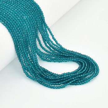 Намистини круглі грановані, 2 мм, Бірюзові (BUS-057349)