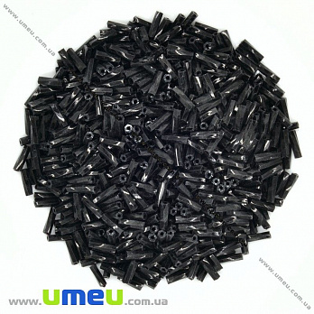 Бісер китайський стеклярус скручений, 6 мм, Чорний натуральний (BIS-000634)