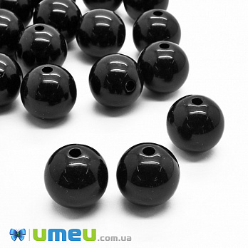 Бусины пластиковые Круглые, 16 мм, Черные (BUS-001785)