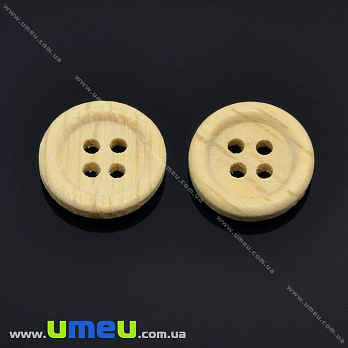 Пуговица деревянная Круглая, 13 мм, Натуральное дерево (PUG-013059)