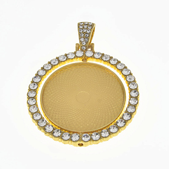 Основа круглая вращающаяся со стразами, 54х42 мм, 30 мм, Золото (OSN-059441)