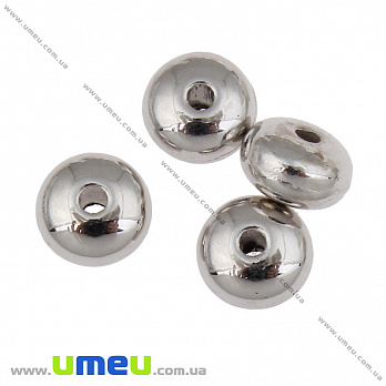 Бусина пластиковая Рондель, 8х3 мм, Серебристая (BUS-035849)