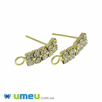 Пусети зі стразами, Золото, 17х5 мм (OSN-039258)