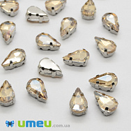 Шатон крапля 10х6 мм, Срібло темне, Бежевий світлий (KAB-038062)