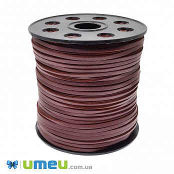 Замшево-шкіряний шнур, 3 мм, Бордовий (LEN-044169)