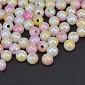 Бусины пластиковые градиентные, Круглые, 6 мм, Розово-желтые  (BUS-059555)