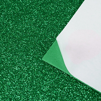 Фоамиран глиттерный на клеевой основе, 2 мм, Зеленый, 20х30 см (FOM-056434)