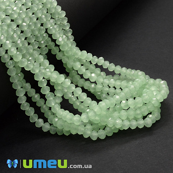 Бусины рондели, 4х3 мм, Мятные (имитация нефрита) (BUS-048988)