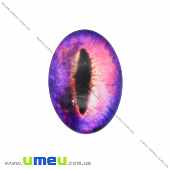 Кабошон скляний з принтом Око, 18х13 мм, Фіолетовий, Овал (KAB-018727)