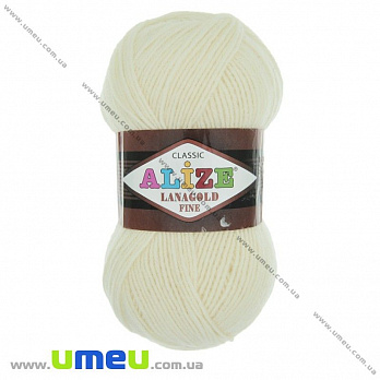 Пряжа Alize Lanagold Fine 100 г, 390 м, Кремовая 62 (YAR-023312)