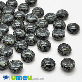 Бусина чешское стекло Preciosa Candy 8х5 мм, №23980/86800, Черно-зеленая (BUS-040612)