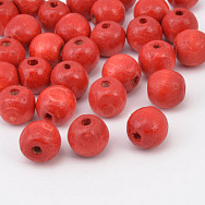 Намистини дерев'яні пофарбовані, 12-13 мм, Червоні (BUS-058347)