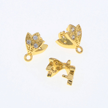 Держатель для кулона, 9х6 мм, Стразы куб. цирконий, Золото (OSN-055660)