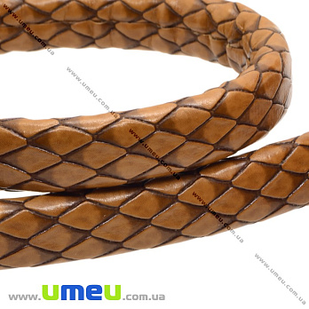 Штучний шкіряний шнур, 10х6мм, Коричневий (OSN-056843)