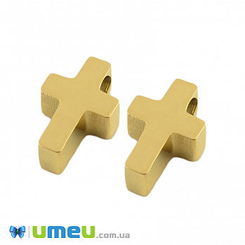 Бусина из нержавеющей стали Крест, 8х5 мм, Золото (STL-044579)