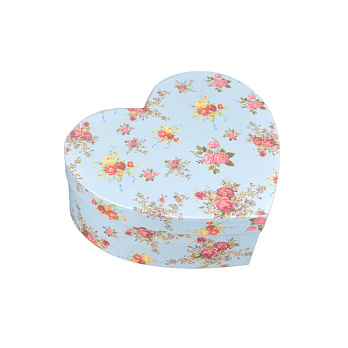 Подарочная коробка Сердце с принтом, 22х19х8,5 см, Голубая (UPK-060634)