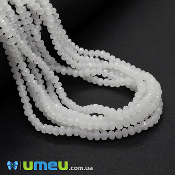Бусины рондели, 4х3 мм, Белые (имитация нефрита) (BUS-049005)