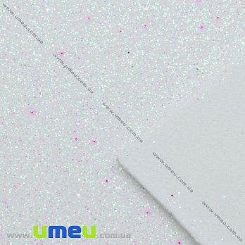 Фоаміран глітерний, 2 мм, Білий, 20х30 см (FOM-037066)