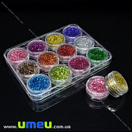 Набір Гліттера в баночках, Мікс, 12 кольорів (GLN-032286)