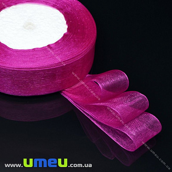 Стрічка з органзи, 25 мм, Малинова (LEN-015608)